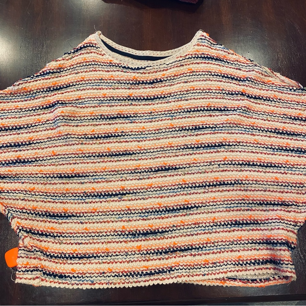 Anthropologie  Pink and Blue Crew Neck Sweater